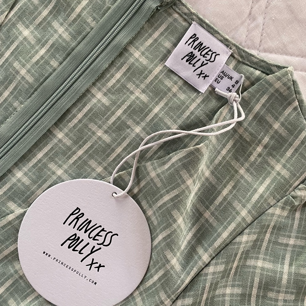 Princess Polly Green Plaid Mini Dress